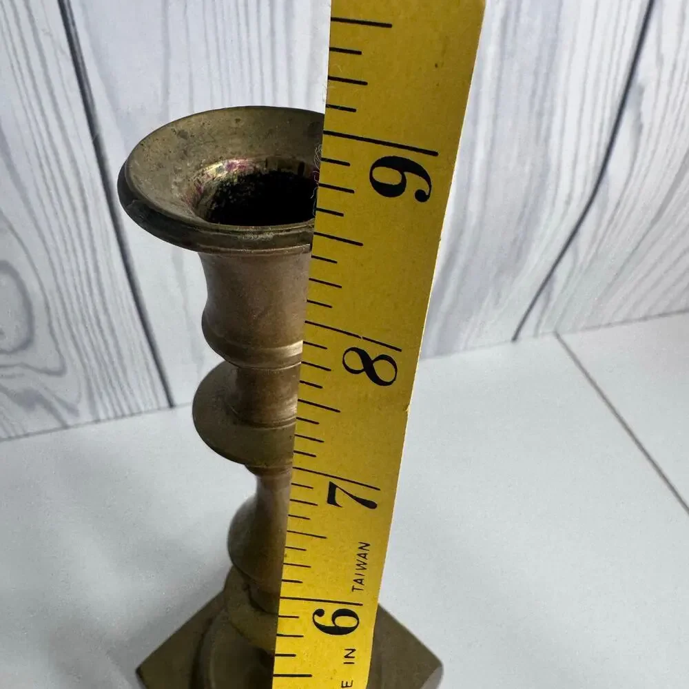 Vintage Pair Brass Candlesticks Holders Home Decor House Office MCM Mid Century